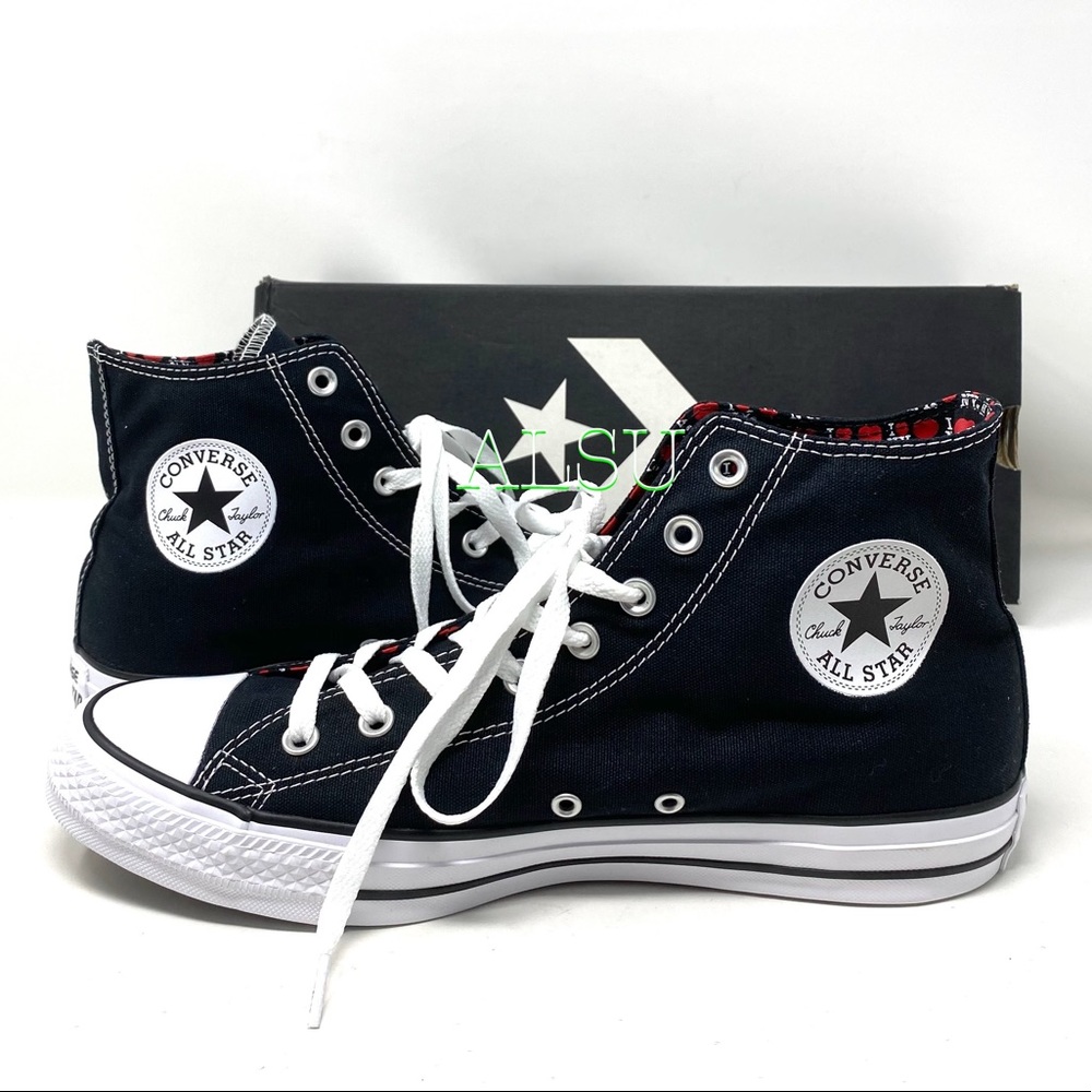 Converse Ctas High Top I❤️NY Canvas Black Shoes Men’s Size Sneakers 161183F - Picture 7 of 12